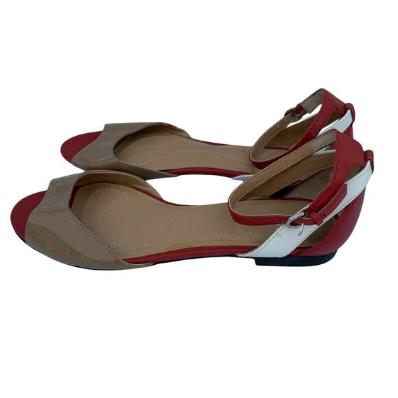 New Tahari Fleur Women's Peep Toe Tan Red White Peep Toe Ankle Strap Sandal 8M - Picture 4 of 11